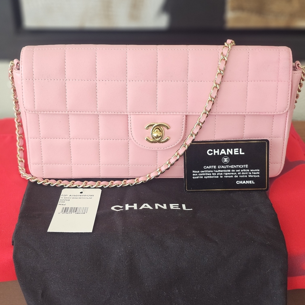 💯AUTHENTIC VINTAGE CHANEL EAST WEST CHOCOLATE BAR BAG